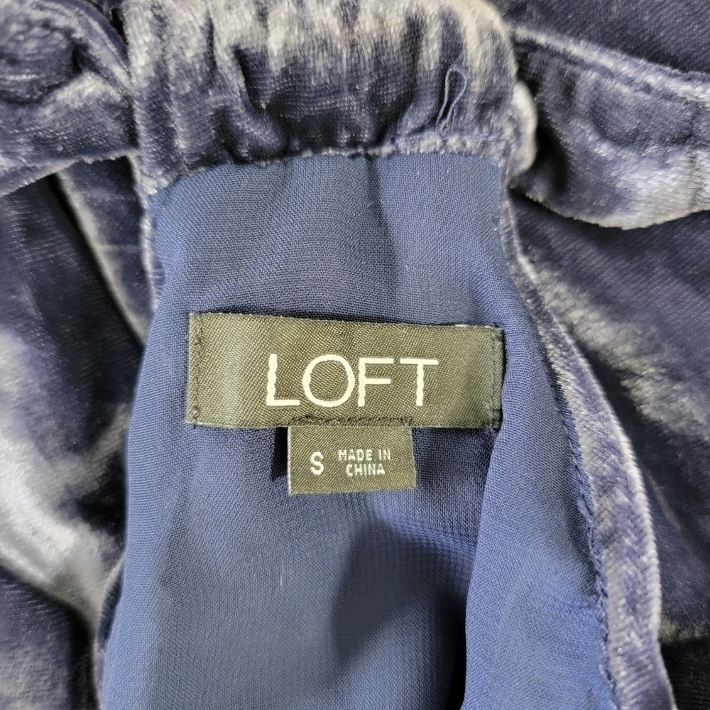 LOFT Velvet Halter Neck Sleeveless Jumpsuit Holiday Party Blue Purple Small - Picture 12 of 16